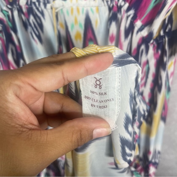 Figue Kalila Ikat Print Silk Crepe De Chine Maxi Dress In Multi Size XL - Picture 10 of 10